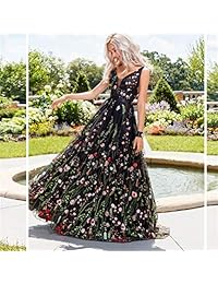 Vestido sexy con cuello en V, sin mangas, bordado, corte ajustado, sin espalda, elegante, de encaje, para cóctel, graduación