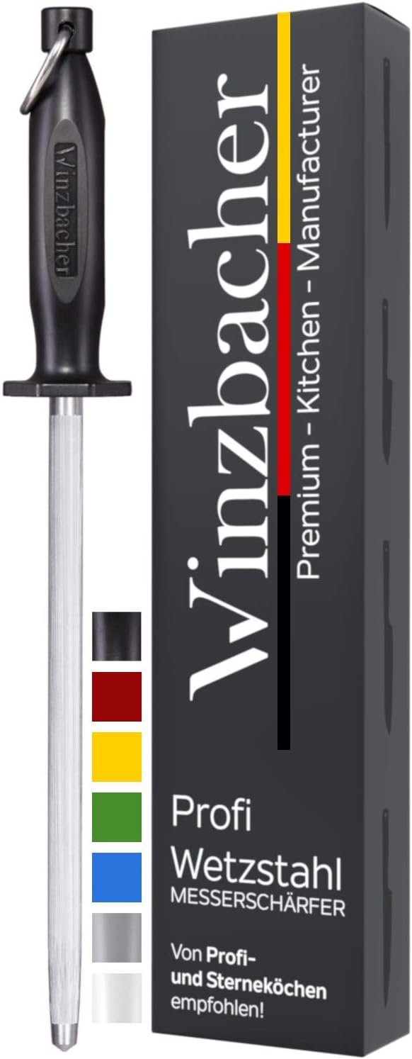 Winzbacher® DAS ORIGINAL [39cm] Profi Messerschärfer Wetzstahl – aus gehärtetem Spezialstahl | Messerschaerfer Messerschleifer | ergonomisch geformter Soft-Touch Griff mit Fingerschutz