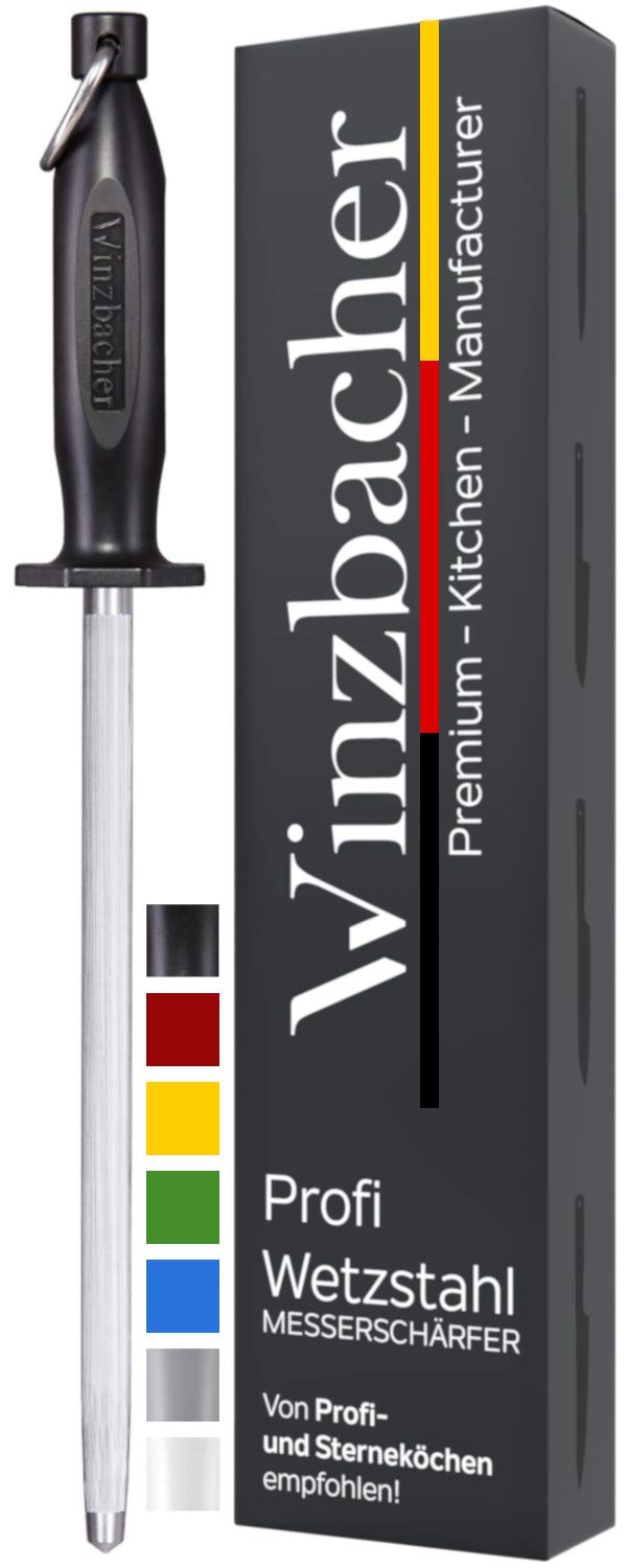 Winzbacher Wetzstahl [39cm] Profi Messerschärfer – aus gehärtetem Spezialstahl | Messerschaerfer Messerschleifer | ergonomisch geformter Soft-Touch Griff mit Fingerschutz