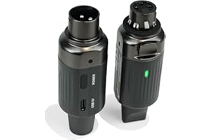 AROMA Wireless XLR Transmitter Receiver, UHF Wireless Microphone Audio System for Dynamic Mics PA Mixer