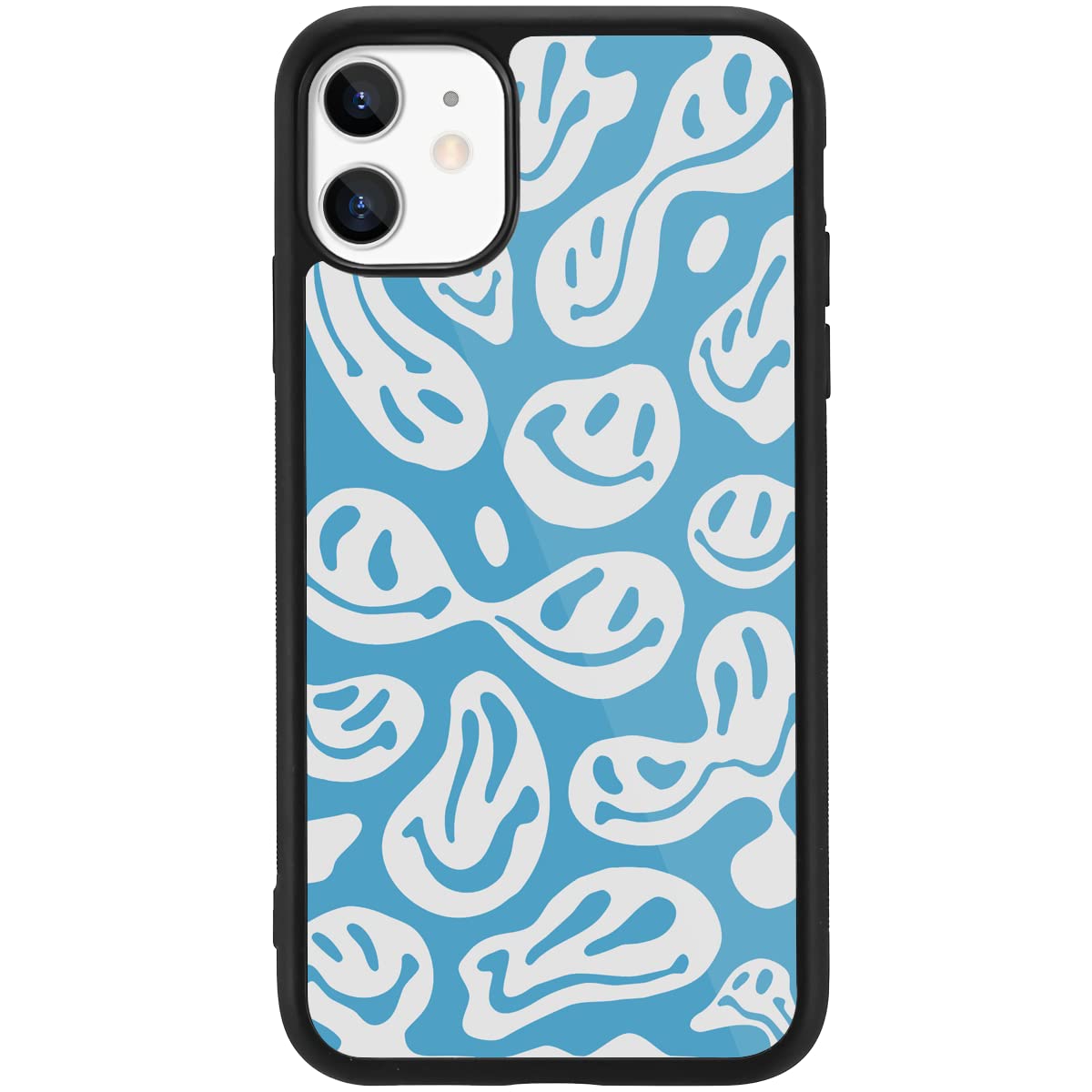 MAYCARI Art Happy Smile Face Hippie-D Design Case for iPhone 11, Girly Aesthetic Pattern with Slim Soft TPU Hard Back Protective Case for Girls Women Children — image 1