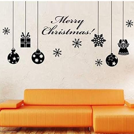 Feliz Navidad letras copo de nieve patrón de pared pegatina sala de
