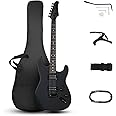 Ktaxon 39 Inch Electric Guitar, Full Size Solid Body H-H Pickups 6 Strings Beginner Guitar Kit With Upgrade Cable & Guitar Capo, Tremolo Arm, Gig Bag & Strap (Matte Back)