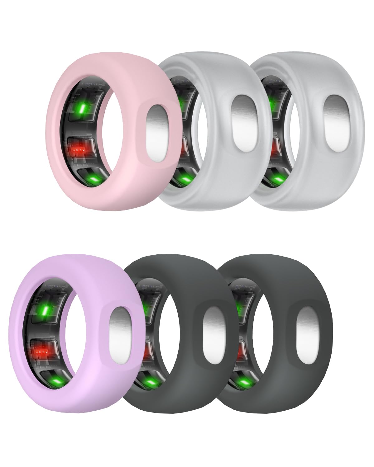 Photo 1 of BandSmith Compatible with Oura Ring Gen 3/ Samsung Galaxy Ring Protector, Heavy Duty Thick Silicone Smart Ring Case Cover Sleeve for Working Out (Black*2&Clear*2&Purple&Pink, L for Size 11/12/13)
