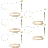5 Pack Headset Headworn Microphone 3.5mm Screw Lock Head Hanging Condenser Omnidirectional Mic for Sennheiser - Light-Weight Beige Headset Head Mic,Windscreen,1.5m Cable