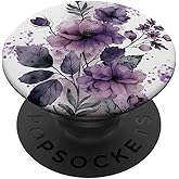 Purple Lavender Blossom Leaves Flower Floral Girly PopSockets Adhesive PopGrip