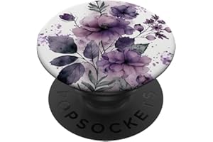 PURPLE FLOWERY WATERCOLOR FOR WOMEN & GIRLS CO Purple Lavender Blossom Leaves Flower Floral Girly PopSockets Adhesive PopGrip