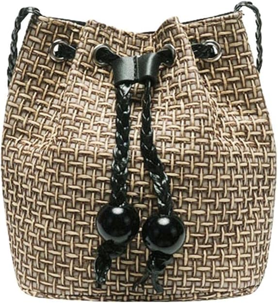 drawstring straw bag