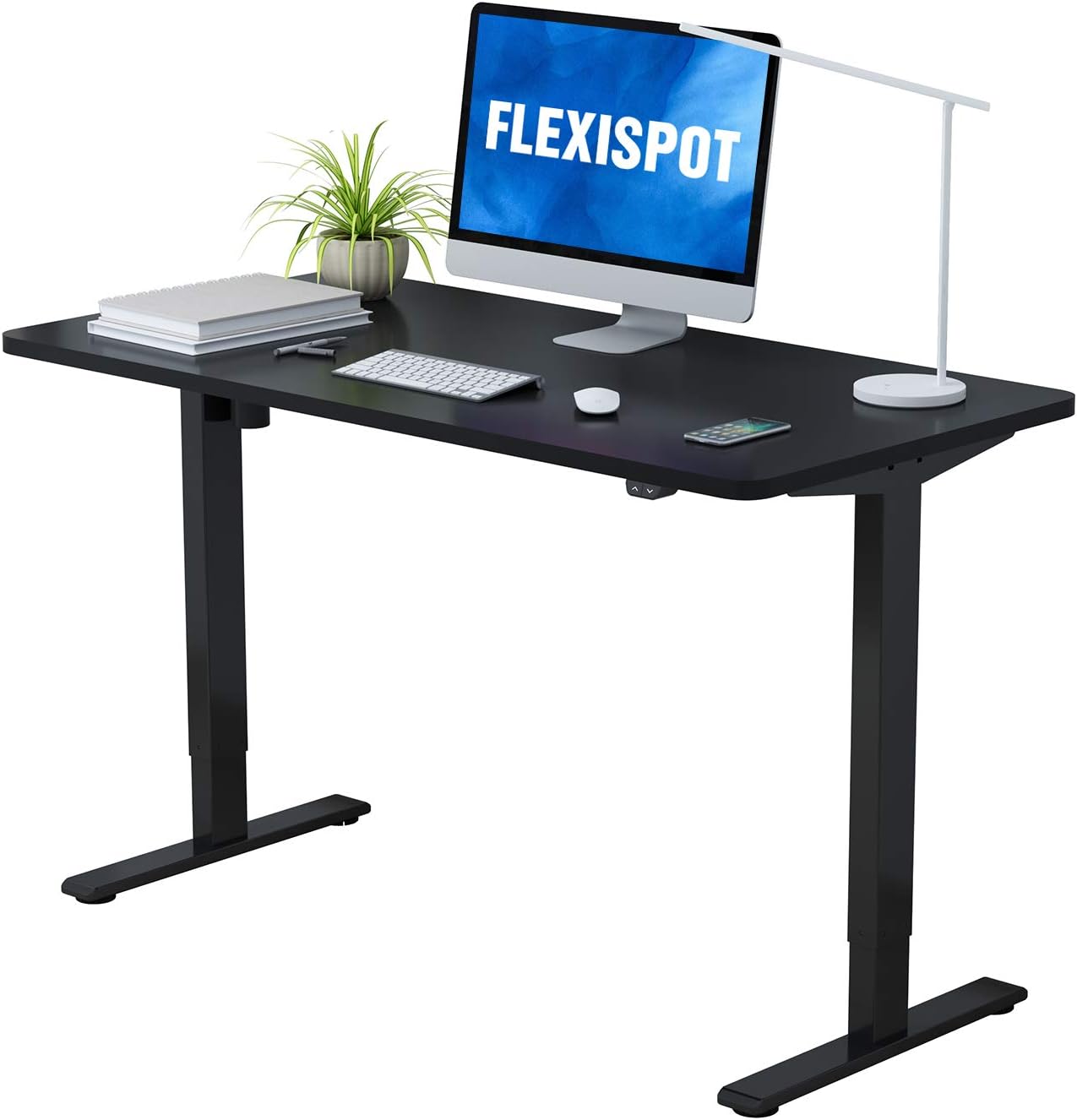 Flexispot Standing Desk 48 x 30 Inches Height Adjustable Desk Electric Sit Stand Desk Home Office Desks Whole-Piece Desk Board (Black Frame + 48 in Blacktop)…: Kitchen & Dining