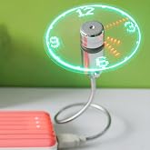 Anysecu USB Clock Fan with Real Time Clock LED Light - Cool Gadget (silver 1pcs)