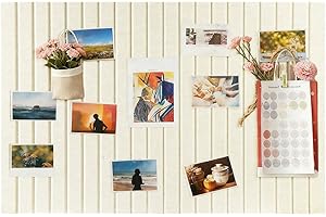 FARBENIOK Felt Board 28x20, 0.35" Thick Decorative Felt Pin Board with Nano Adhesive, Large Wall Decor Bulletin Board for Bedroom Living Room Study Office Flower Shop Classroom Vision Board - Beige