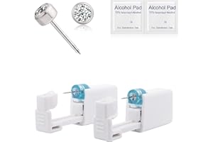 limerencia Ear Piercing Kit Titanium G23, Disposable Ear Piercing Gun Kit with F136 Medical Grade Titanium 4mm Cubic Zirconia Stud, At Home Self Ear Piercer Kit with Alcohol Pads