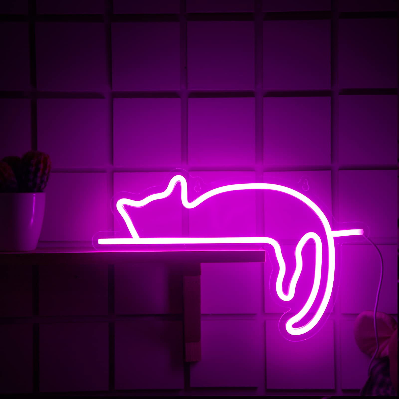 Photo 1 of Kathfly Cat Neon Signs Lights Decor Animal USB Operated Decorative LED Neon Light Sign for Home Wall Party Wedding Birthday Kids or Girls Room(Lovely Cat)