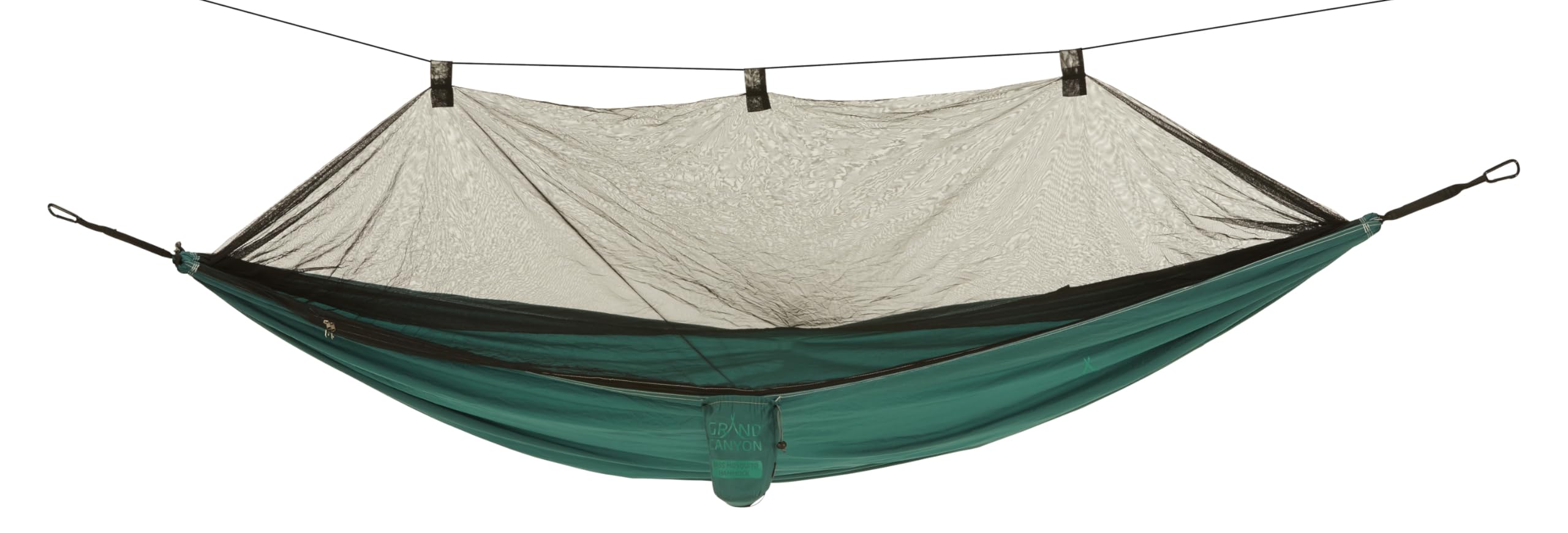 Grand Canyon BASS MOSQUITO HAMMOCK - Hammock Outdoor up to 150 kg, Travel hammock with mosquito net - Light & compact with tree protector - Storm (petrol)