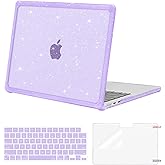 MOSISO Compatible with MacBook Air 13 inch Case 2026 2025 2024 2023 2022 M4 A3240 M3 A3113 M2 A2681, Glitter Hard Case with TPU Bumper&Keyboard Cover&Screen Film for MacBook Air 13.6, Purple