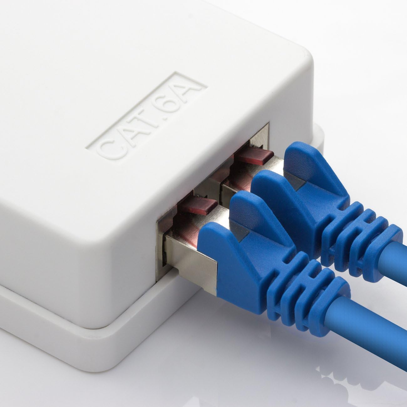 deleyCON 5x CAT 6a Network Socket 2x RJ45 Socket FTP Shielded Surface-Mounted 10Gbit Ethernet LAN Patch Cable - White - Image 5