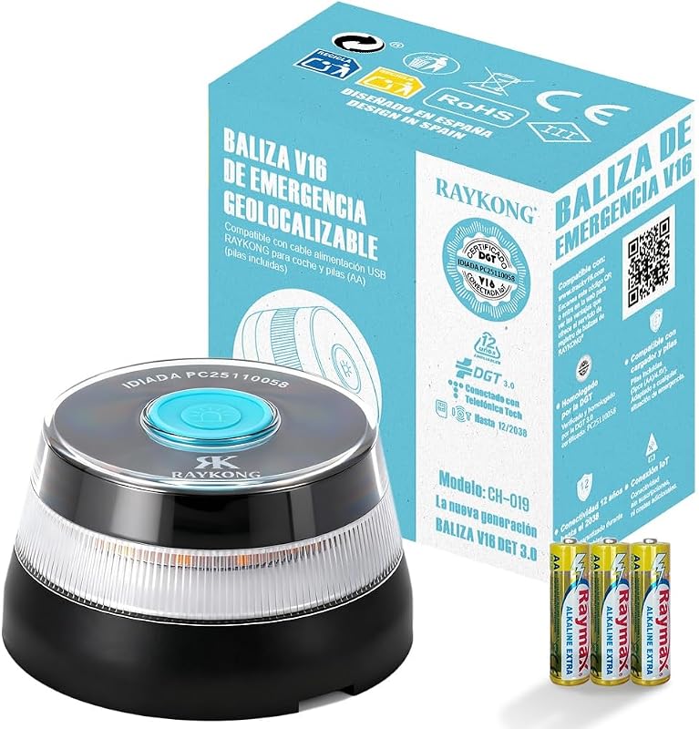 Farol de Geolocalização DGT V16 | Luz de emergência para carros aprovados e ligados DGT 3.0 | SIM e dados pagos até 12/2038 | 1 unidade — foto 1 de 6