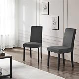 Yaheetech Fabric Upholstered Dining Chair Set of 4 Dark Grey Wood Legs view 7