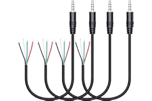 RIIEYOCA 4 Pack 3.5mm Male Plug to Bare Wire Stereo Audio Cable,1/8" TRRS 4 Pole Mono Male Plug to Open End Audio cable,for a
