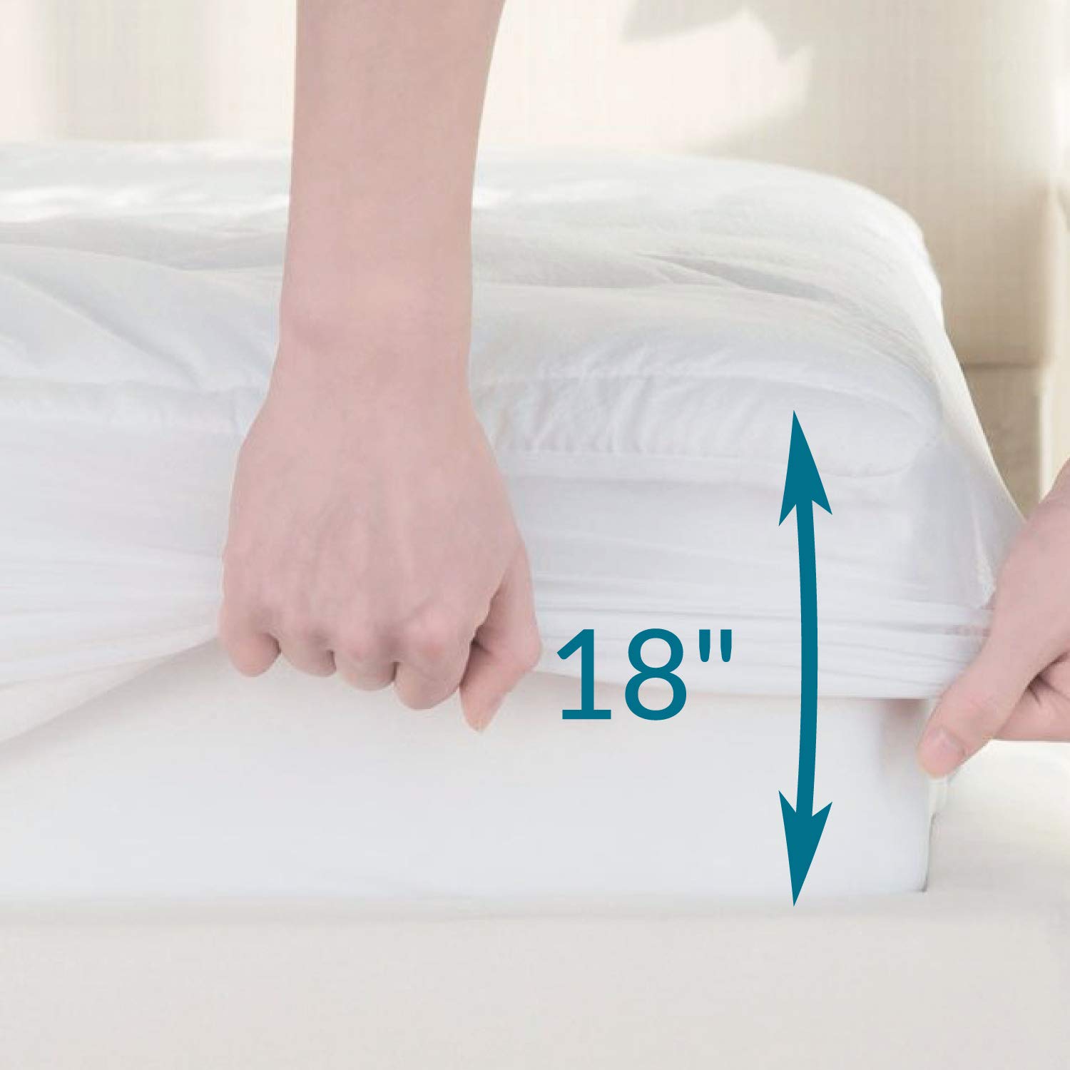 Mattress Pad Queen Hypoallergenic Overfilled Quilted Breathable Soft Microplush by Bedsure