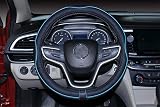ISTN Microfiber Leather Steering Wheel Cover 15 inch Universal Black Blue view 4