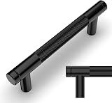 Amerdeco 10 Pack Matte Black Knurled Cabinet Pulls 96mm Hole Center AM003