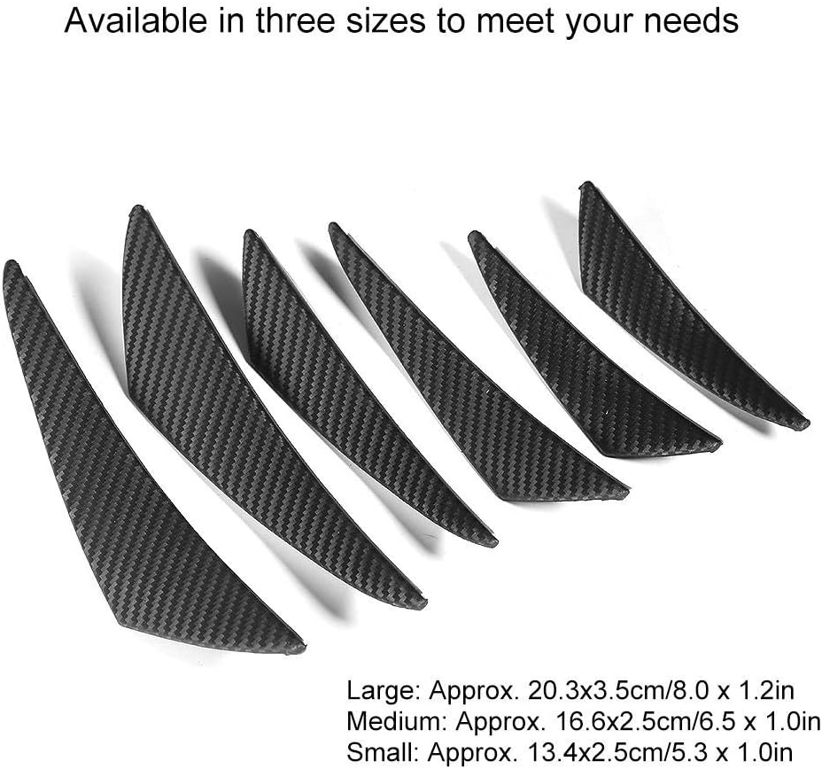 Universal Car Bumper Fin Canard Splitter Diffuser, 6 Pieces, Carbon Fiber Texture, PVC Material, Black, Multiple Sizes - Image 4