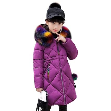YYF Kinder Mädchen Wintermantel Parka Kunstpelz Jacke Mit Kapuze Jacken Outwearlinie Mantel