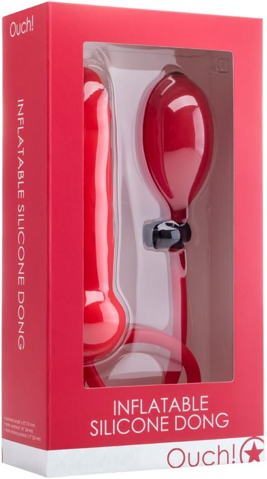 Ouch! Inflatable Silicone Dong Anal Plug Red - Image 3