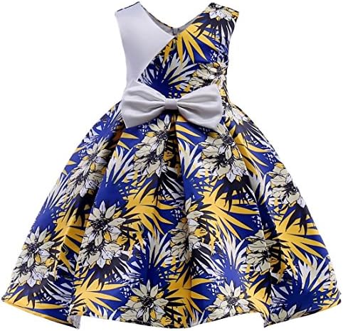 Oukaiyi Girl's Dress Party Wedding Porm Flower Casual Tutu Dresses(Navy Blue 2-3Y)