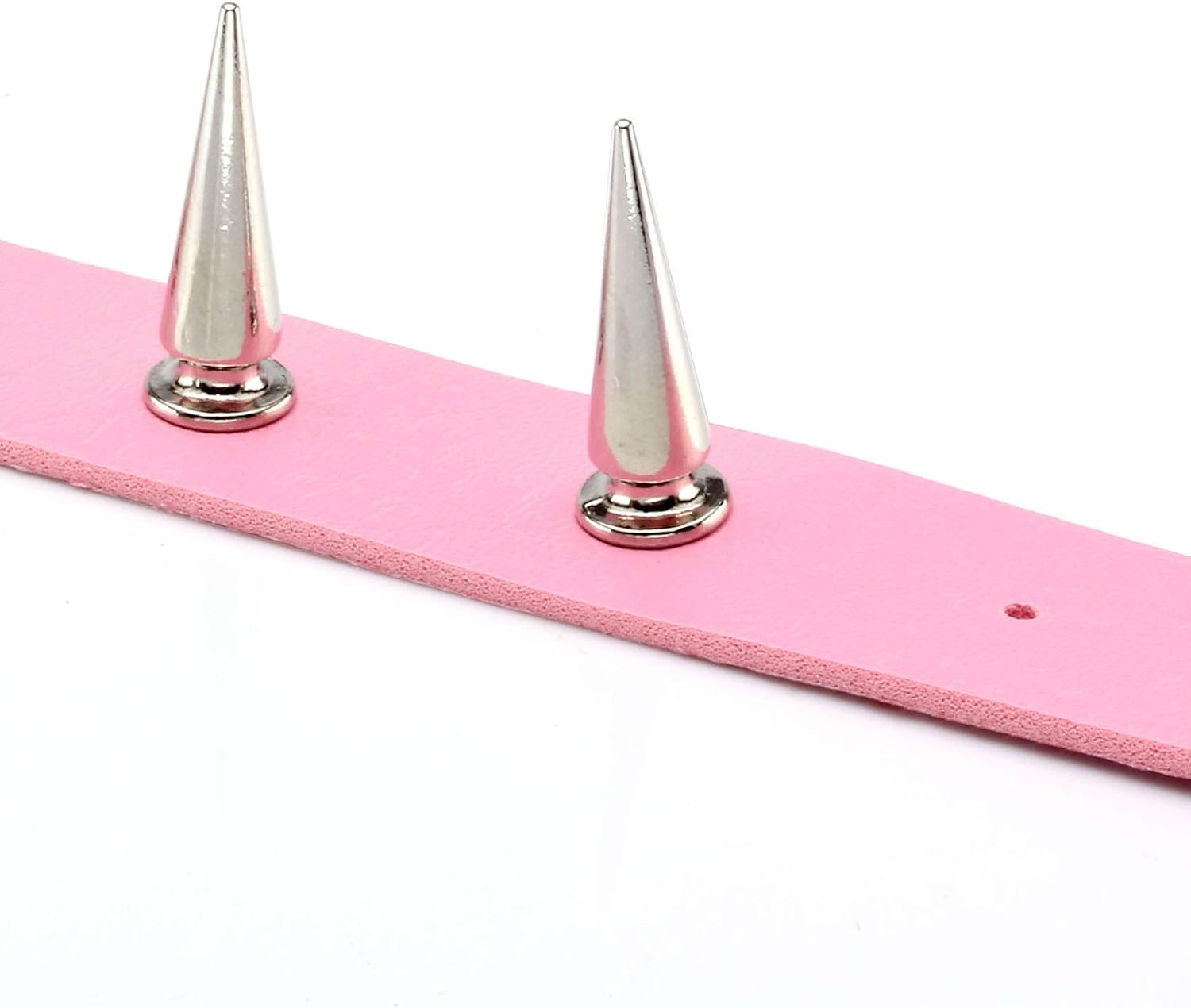 MILAKOO Gothic Rivet Spike Studded Choker Punk Rock Biker Strap Leather Collar Necklace Adjustable, Pink - Image 3