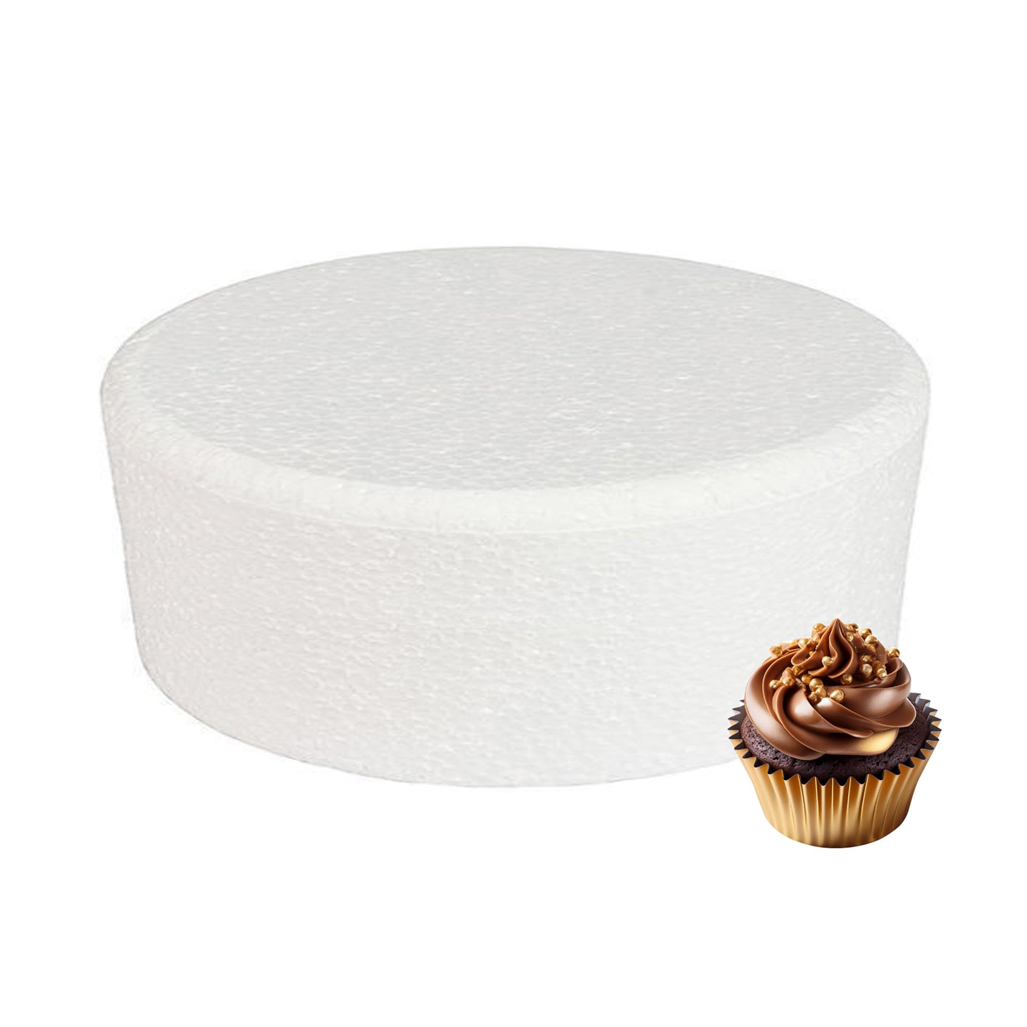 Culpitt 12" x 5" Round Cake Dummy, Bevelled Edge Cake Form, Practice Cake Decorating or Use for Creating Long-Lasting Displays, Smooth Polystyrene