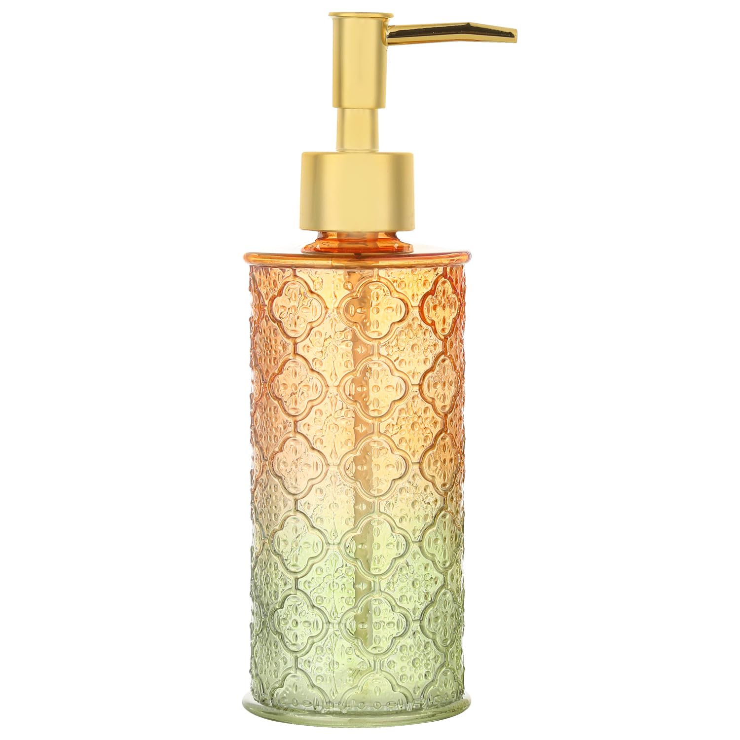 YunNasi Glass Soap Dispenser with Pump, Refillable Liquid Hand Soap Dish Soap Dispensers for Bathroom Counter, Kitchen Sink (OrangeGreen)