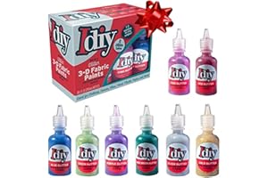 SCS DIRECT IDIY Glitter Fabric Paint Set (8 Colors, 1oz Each)- Permanent, Non-Toxic 3D Paint for Fabric, Canvas, Glass & More- Holiday DIY Crafts, Cards, Xmas Gifts, Custom Stockings, Ornaments & Decorations