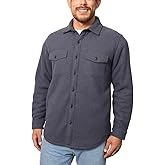 Freedom Foundry Men's Fleece Heavyweight Jackets Super Plush Sherpa Lined Jacket Shirt (Navy, Medium)