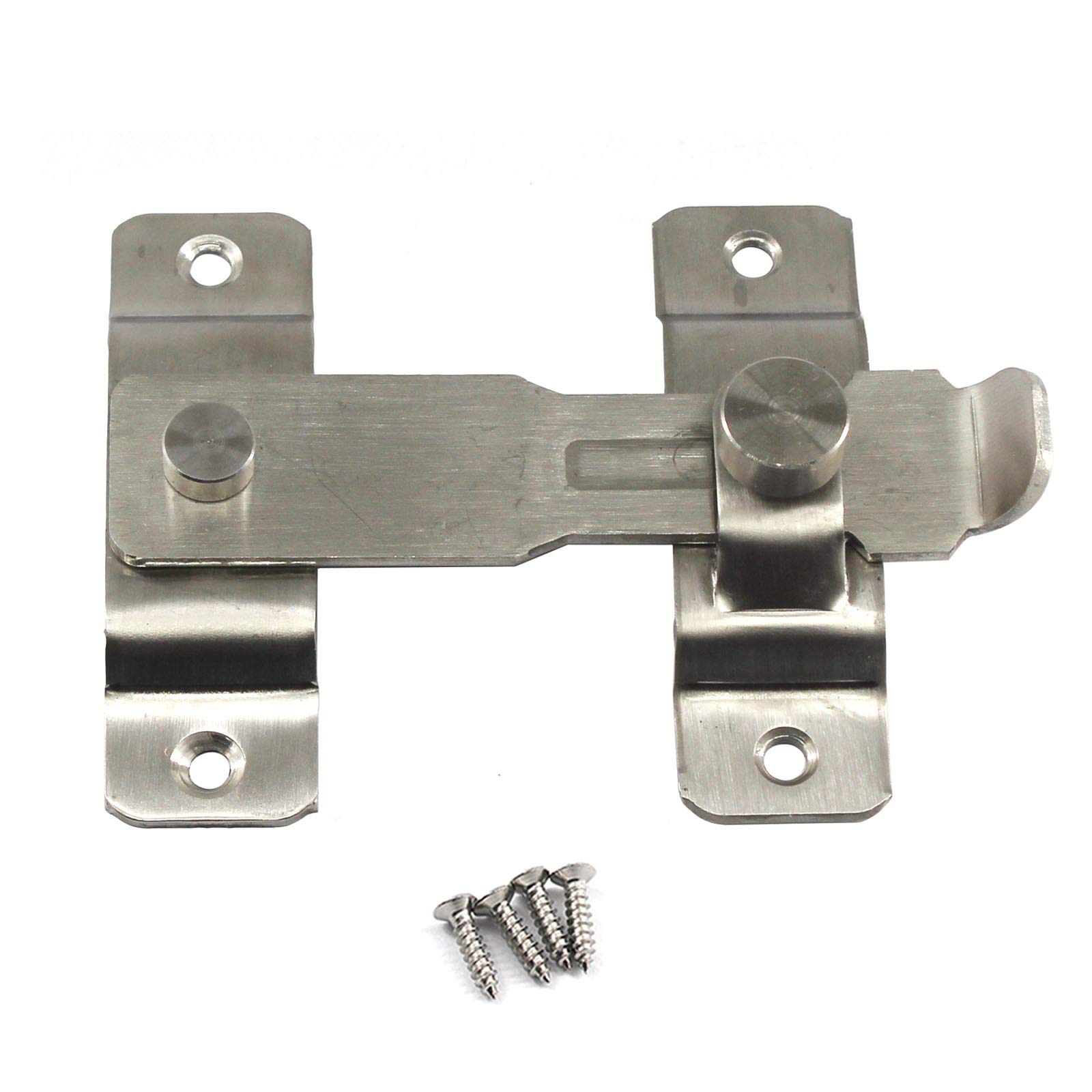 Stainless Steel Door Latch Bolt Slide Bolt with Screws (2 Pieces)