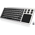 Wireless Keyboard, Arteck 2.4G Wireless Touch TV Keyboard with Easy Media Control and Built-In Touchpad Mouse Solid Stainless