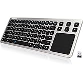 Arteck 2.4G Wireless Touch TV Keyboard with Easy Media Control and Built-In Touchpad Mouse Solid Stainless Ultra Compact Full