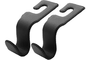 AMVOYOA U-Shaped Car Leather Hooks – Car Purse Holder, Headrest Hooks for Car, Back Seat Organizer - Elevate Your Travel Experience!(Black)