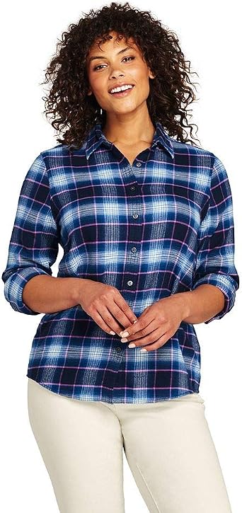 lands end women's plaid flannel shirt