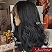 QD-Tizer 180 Density Wavy Hair Wig Natural Black Curly Synthetic Lace Front Wigs with Baby Hair Heat Resistant Body Wave Hair for Women