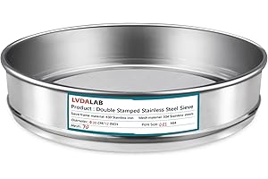 LVDALAB 304 Stainless Steel Lab Sieve Screen Mesh, 70 Mesh(0.25mm) Aperture Test Sieve, 12Inch(30cm) Diameter Economy Standard Analysis Sample Test Sieves for Industrial Laboratory Homes