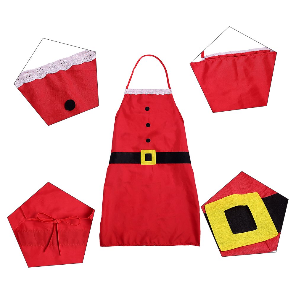 Zogin Tablier de Cuisine Noël Tablier Rouge Motif en Costume Père Noël pour Décoration Fête Noël