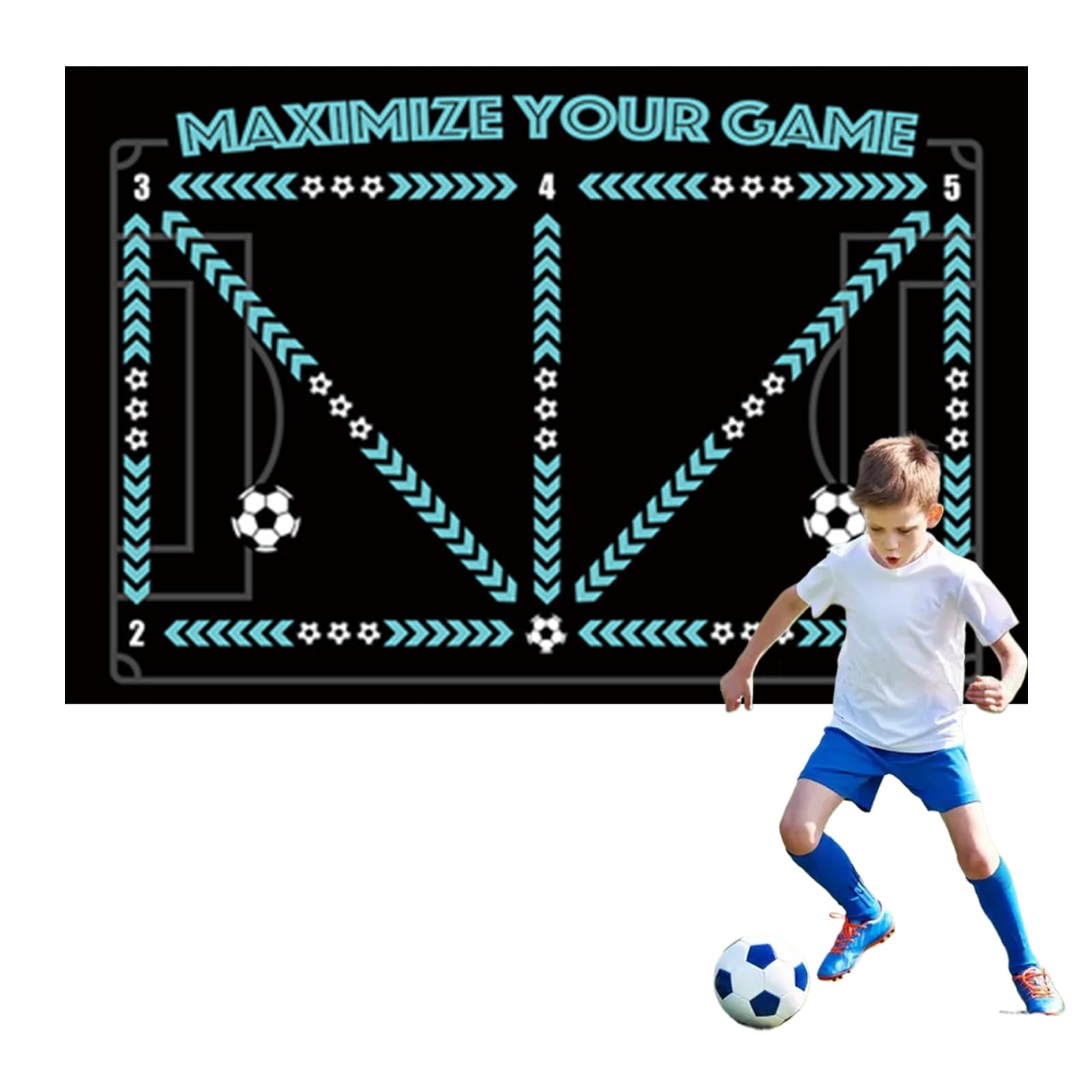 Ninnyi 60 x 90 cm Non Slip Shock Football Training Mat for Kids, Large Football Mastery Mat