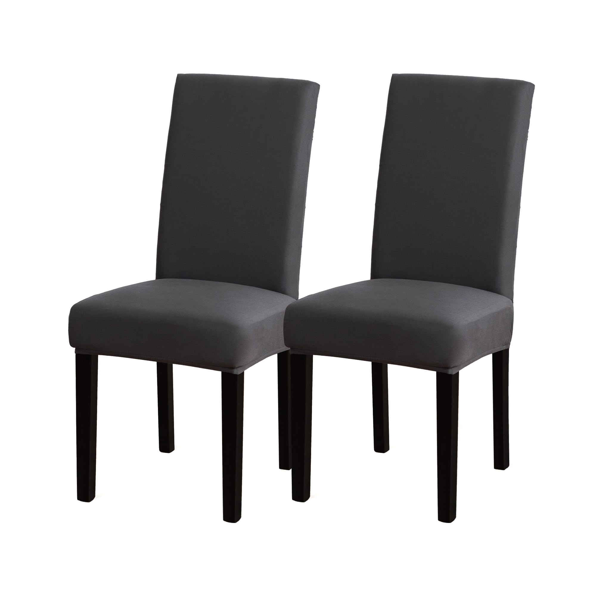Sufdari Chair Covers 2 Grey,Stretch Dining Chair Covers, Spandex seat Covers for Dining Chairs,Elastic Washable Chair Protectors for Dining Room,Hotel,Restaurant,Banquet (2,Darkgrey)