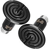 50W Ceramic Heat Emitter, Reptile Heat Bulbs, Ceramic Heat Lamp for Reptiles, Amphibian, Chicken, Dog, Cat (2-Pack)