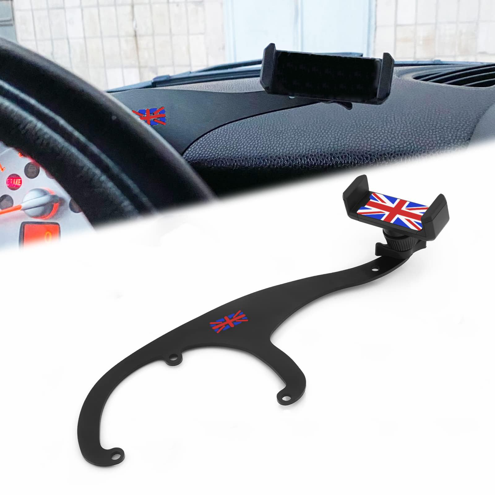 Heinmo Union Jack Grey Smartphone Cell Phone Mount Holder For Cooper R60 R61 Countryman Paceman 2010-2016 Car Phone Holder