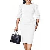 ZVO Midi Dress for Women Pencil Dress Fashion Work Dress Elegant Church Dress High Waist Outfits