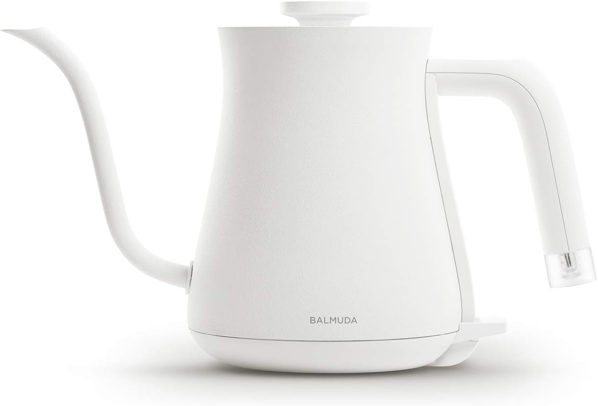 BALMUDA The Kettle | Electric Lightweight Gooseneck Kettle | Stainless Steel | 0.6L Capacity | Neon Light Indicator | Perfect for Tea and Coffee | K02H-WH | White | US Version