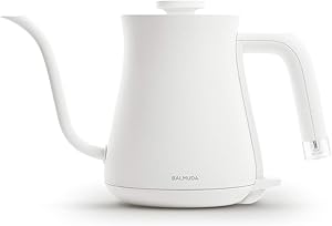 BALMUDA The Kettle | Electric Lightweight Gooseneck Kettle | Stainless Steel | 0.6L Capacity | Neon Light Indicator | Perfect for Tea and Coffee | K02H-WH | White | US Version